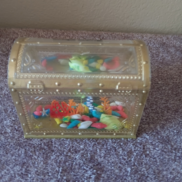 Oregon Coast Gold Treasure Chest with Colorful Stones - Picture 2 of 3